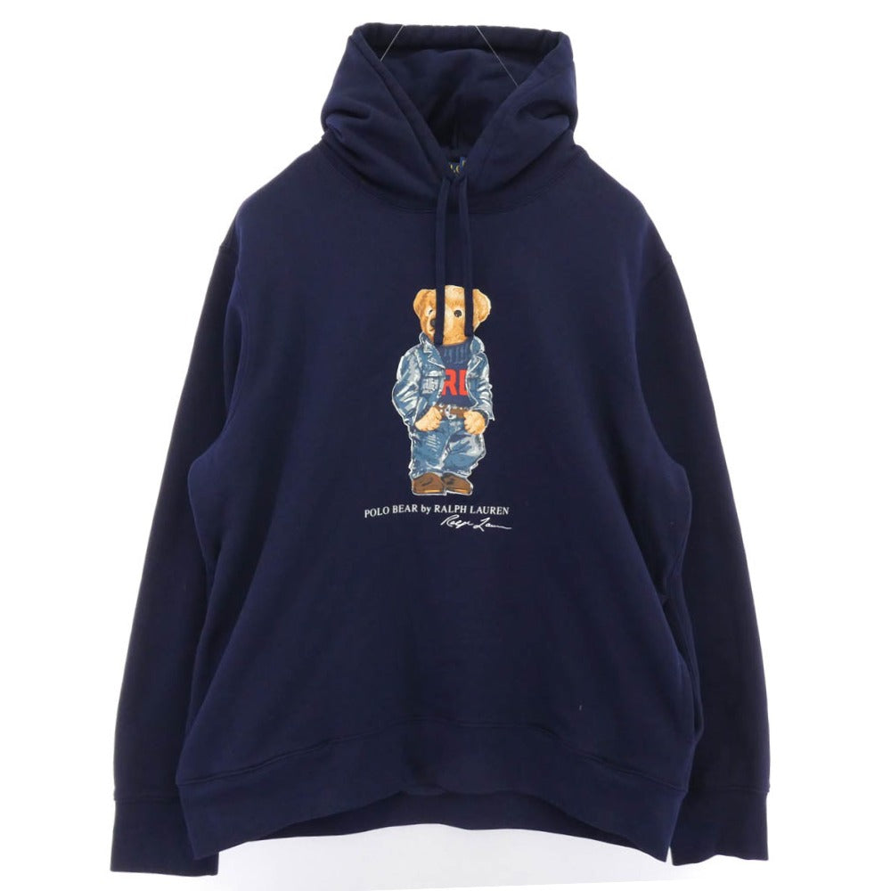POLO RALPH LAUREN ポロ・ラルフローレン ポロベア フーディ プルオーバー パーカー ネイビー系 XL【美品】【中古】