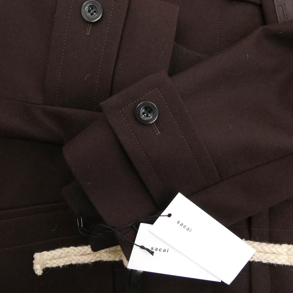 Sacai サカイ 25AW 25-03846M Wool Melton Blouson ウール メルトン ブルゾン ダッフル コート ブラウン系 3【極上美品】【中古】