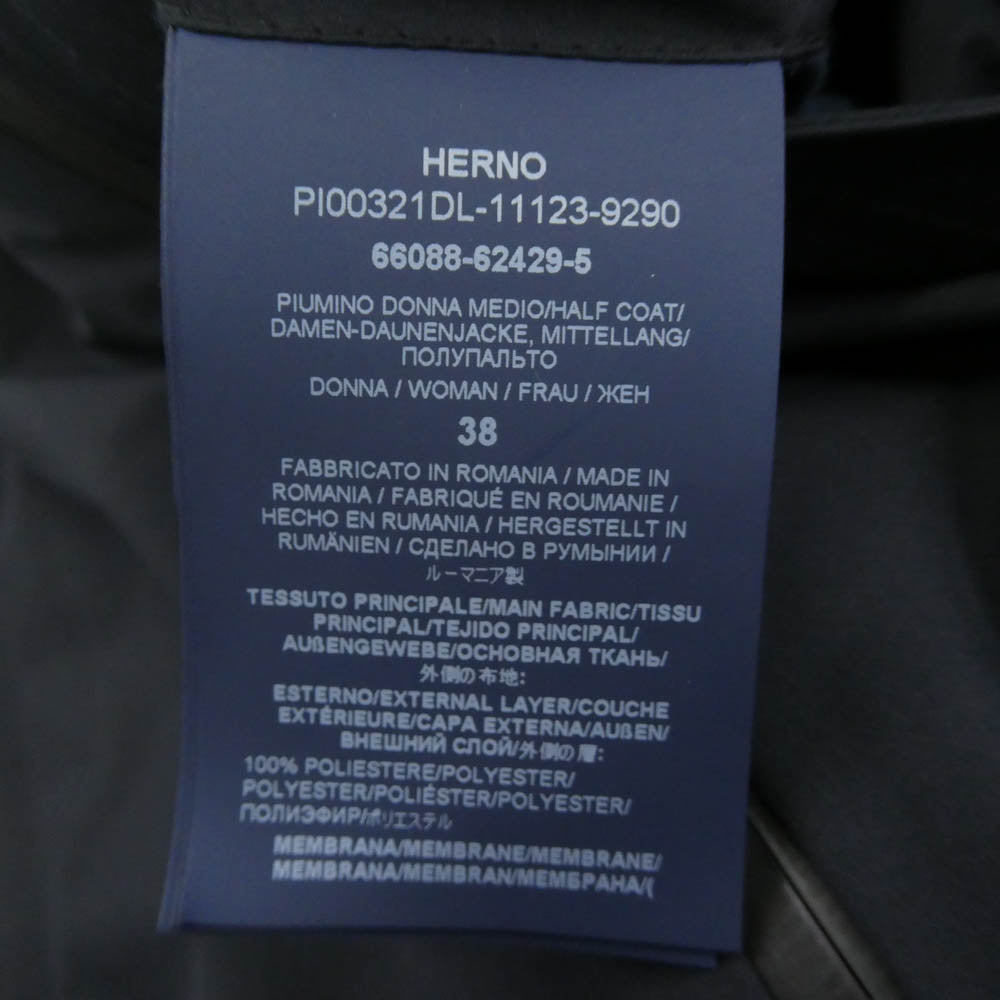 Herno ヘルノ PI00321DL-11123-9290 LAMINAR GORE-TEX ゴアテックス 止水ジップ スタンドカラー ラミナー ダウンコート ブラック系 38【中古】