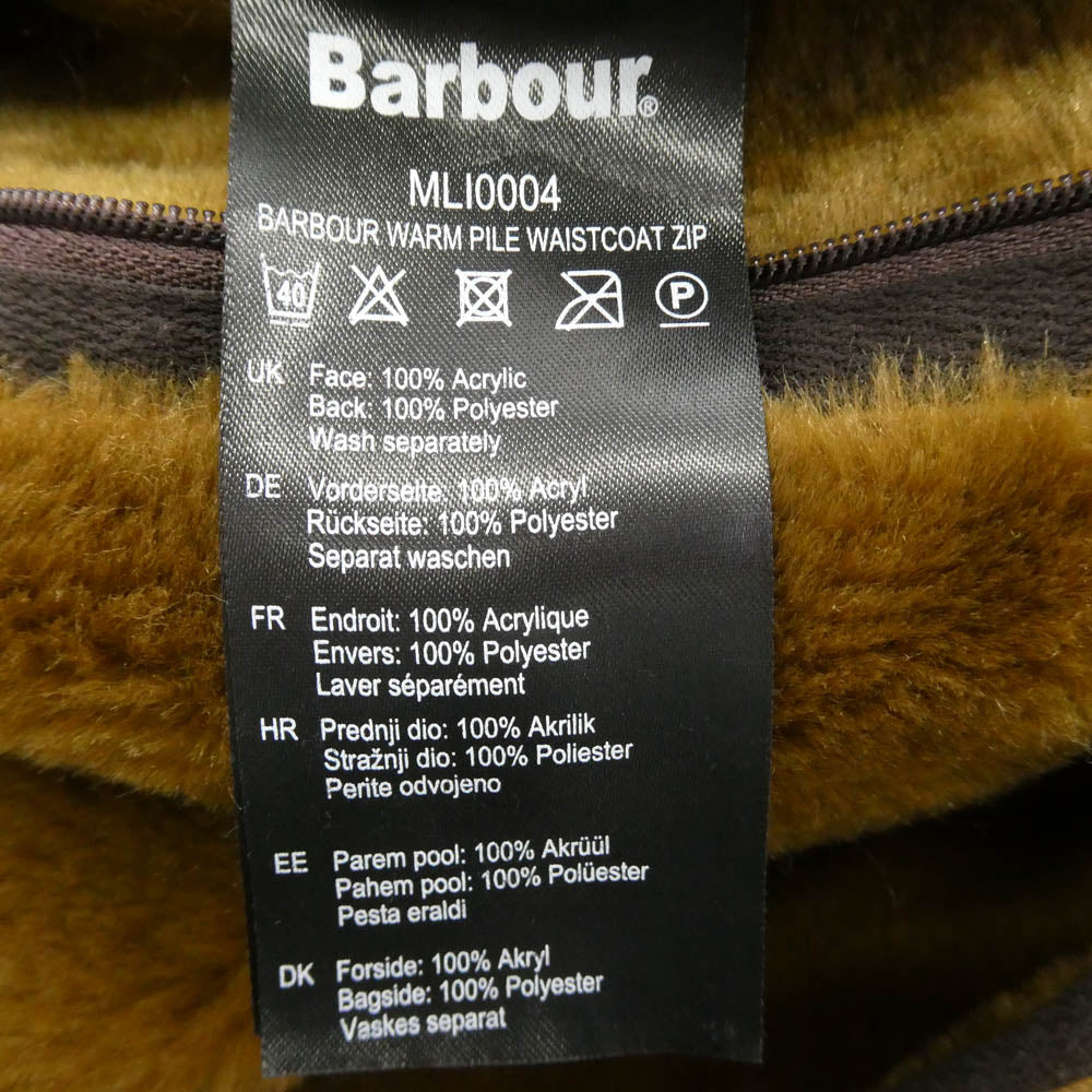 Barbour バブアー MLI0004 WARM PILE WAISTCOAT ZIP-IN LINER ジップアップ ファー ライナー ベスト ブラウン系 48【中古】