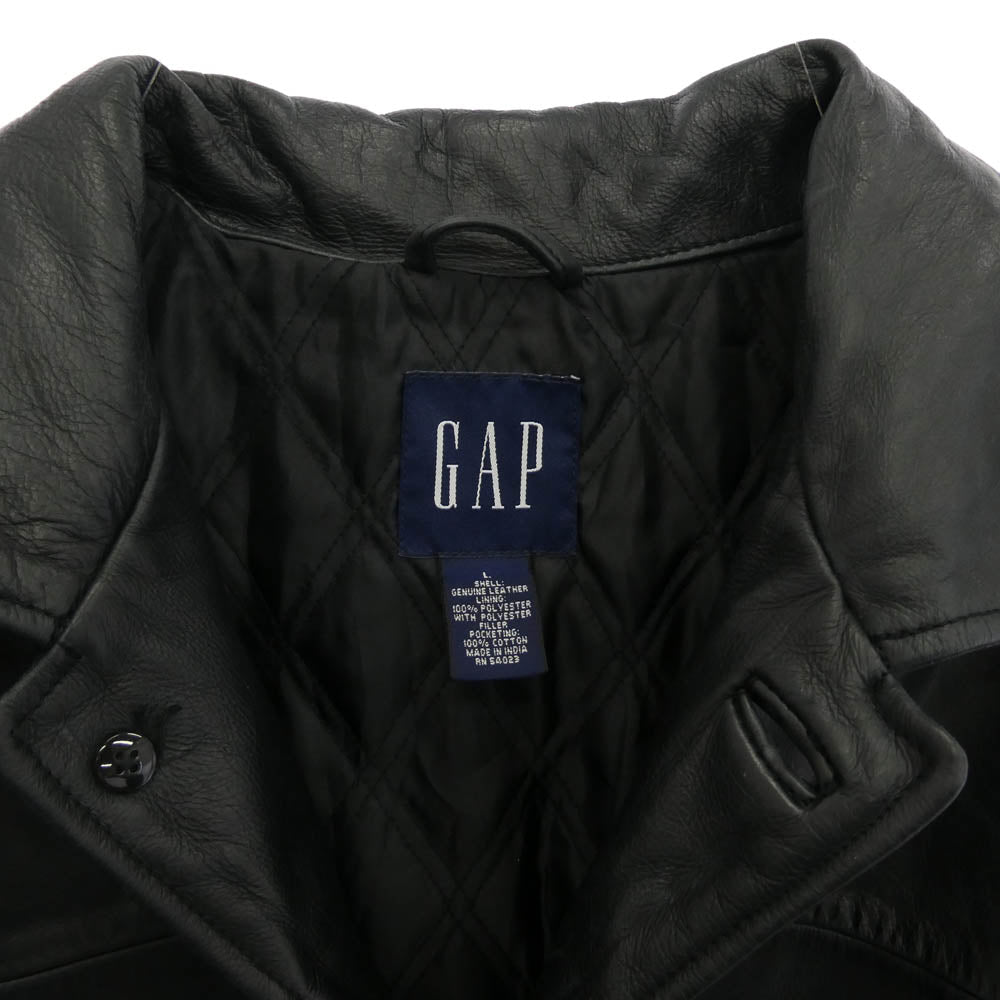 GAP ギャップ OLD オールド オールレザー 裏地キルティング カーコート ジャケット ブラック系 L【中古】