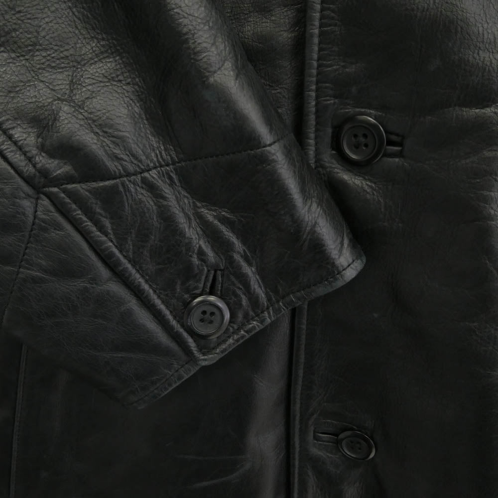 GAP ギャップ OLD オールド オールレザー 裏地キルティング カーコート ジャケット ブラック系 L【中古】