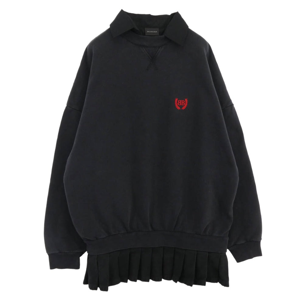 BALENCIAGA バレンシアガ 25SS 838975 TSVC6 1041 Balenciaga Hybrid Mini Dress シャツカラー ハイブリッド ミニ ドレス スウェット ワンピース ブラック系 1【中古】