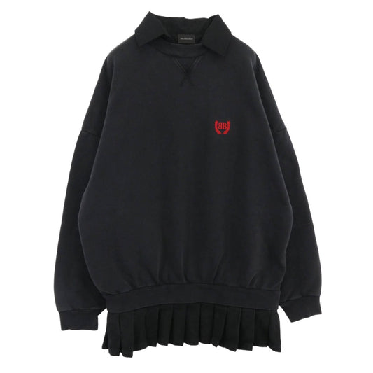 BALENCIAGA バレンシアガ 25SS 838975 TSVC6 1041 Balenciaga Hybrid Mini Dress シャツカラー ハイブリッド ミニ ドレス スウェット ワンピース ブラック系 1【中古】