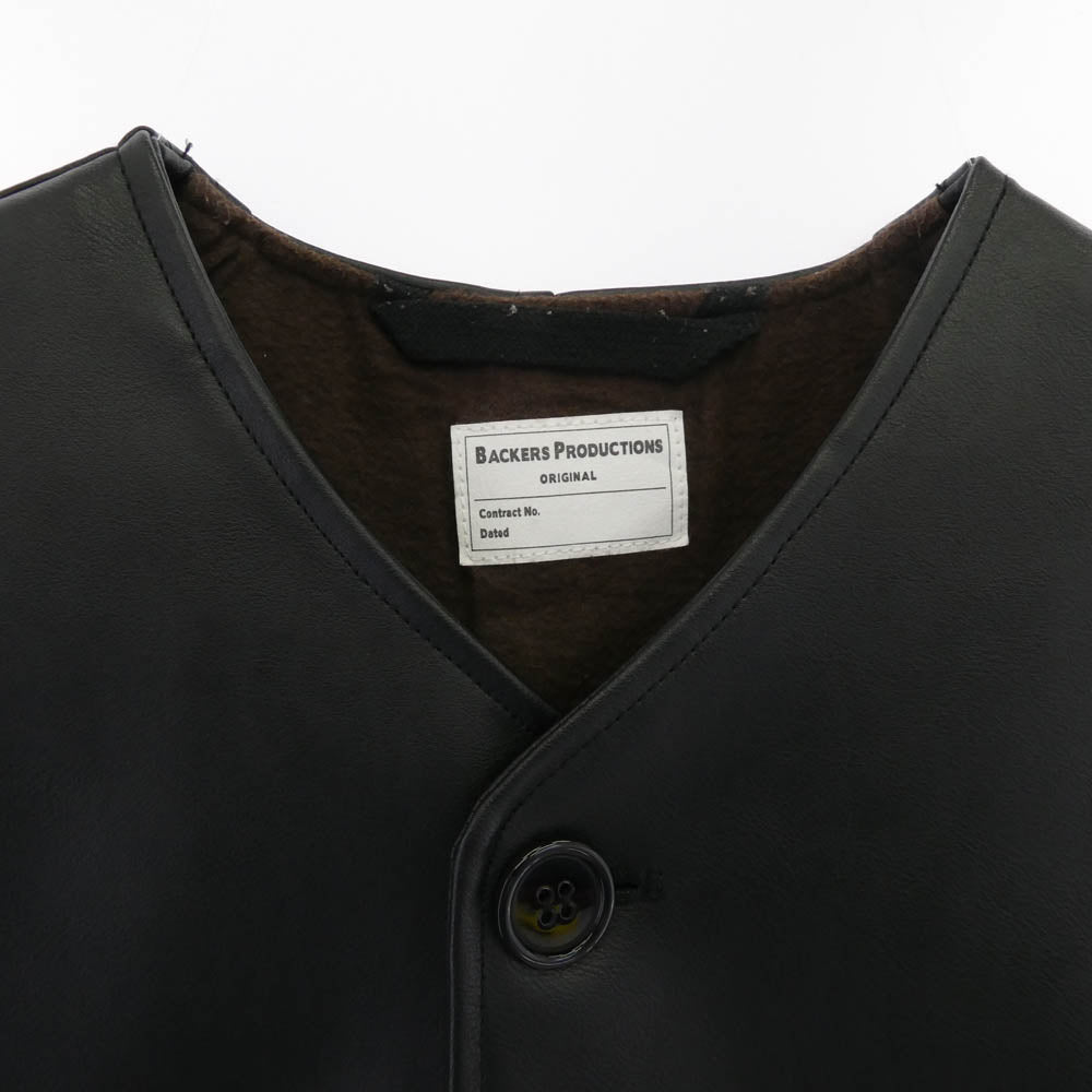 バッカーズ Vest JERKIN Type フェイクレザー ジャーキン ベスト ダークブラウン系 サイズ表記なし【中古】