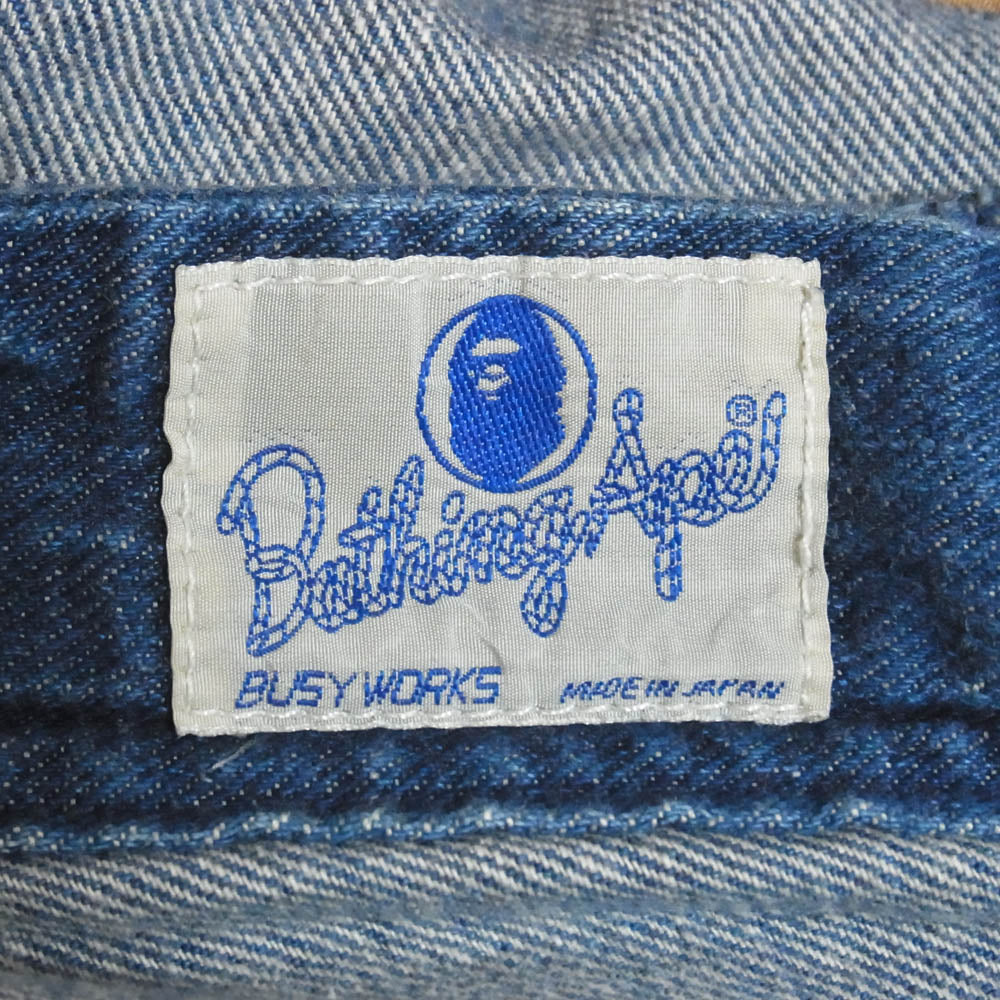 A BATHING APE アベイシングエイプ 1930-150-027 バック刺繍 ダブルニー ペインター パンツ インディゴブルー系 L【中古】