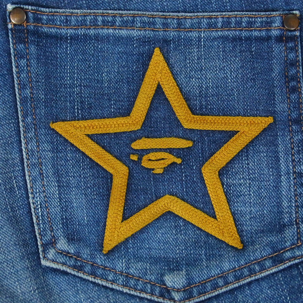 A BATHING APE アベイシングエイプ 1930-150-007 nigo era selvedge denim スター刺繍 ジップフライ デニムパンツ ジーンズ インディゴブルー系 L【中古】