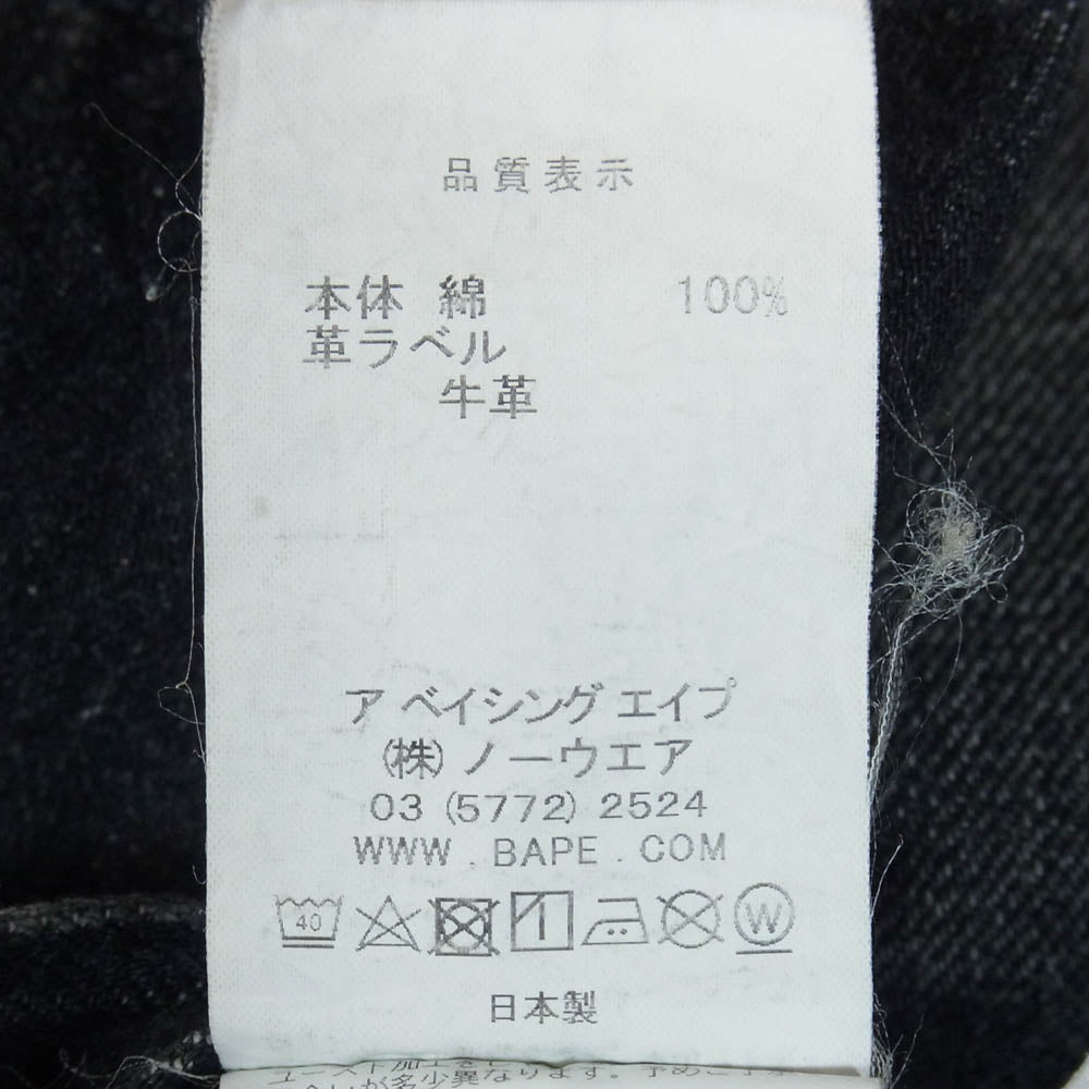 A BATHING APE アベイシングエイプ 001DPG301006X SLIM TAPER バック刺繍 デニム パンツ ブラック系 XL【中古】