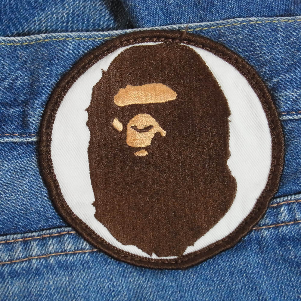A BATHING APE アベイシングエイプ 001DPG301006X SLIM TAPER バック刺繍 デニム パンツ インディゴブルー系 XL【中古】