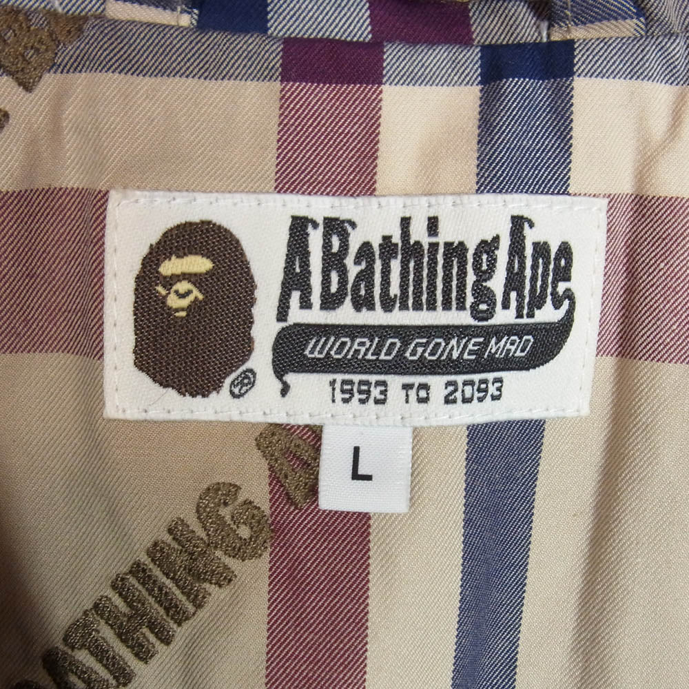 A BATHING APE アベイシングエイプ 25SS 001LJJ801052I Logo Check Pattern Coach Jacket ロゴ チェックパターン コーチジャケット ベージュ系 L【中古】