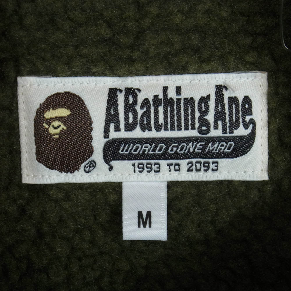 A BATHING APE アベイシングエイプ 001ljh801001m CHECK CPO ZIP JACKET ウール チェック ジップ ジャケット グリーン系 M【中古】