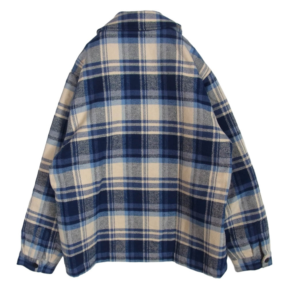 A BATHING APE アベイシングエイプ 25AW 001HJL801005M BAPE CHECK CPO ZIP JACKET チェック ジップ ジャケット ブルー系 L【極上美品】【中古】