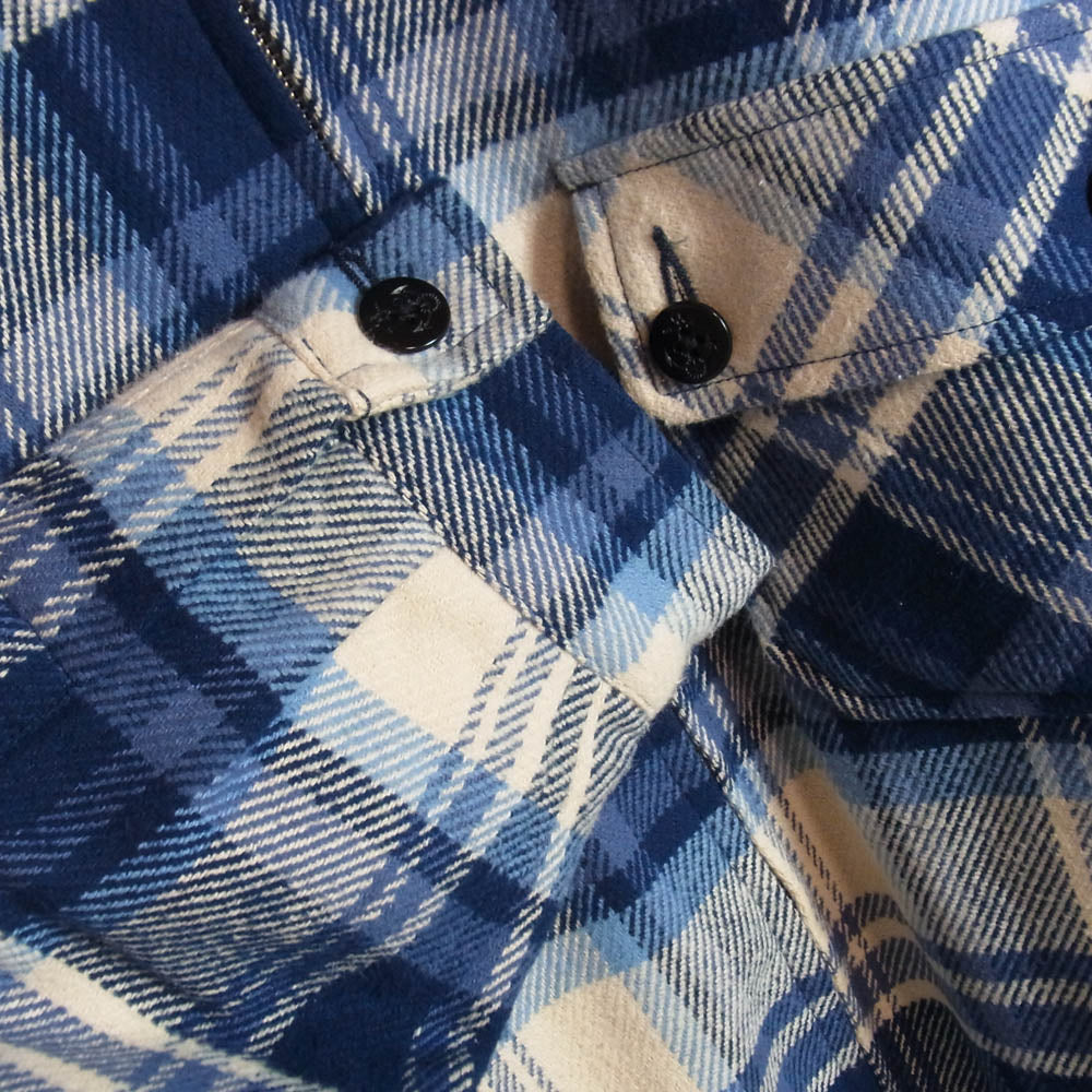 A BATHING APE アベイシングエイプ 25AW 001HJL801005M BAPE CHECK CPO ZIP JACKET チェック ジップ ジャケット ブルー系 L【極上美品】【中古】