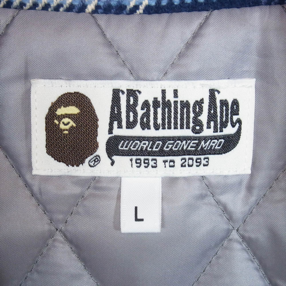 A BATHING APE アベイシングエイプ 25AW 001HJL801005M BAPE CHECK CPO ZIP JACKET チェック ジップ ジャケット ブルー系 L【極上美品】【中古】