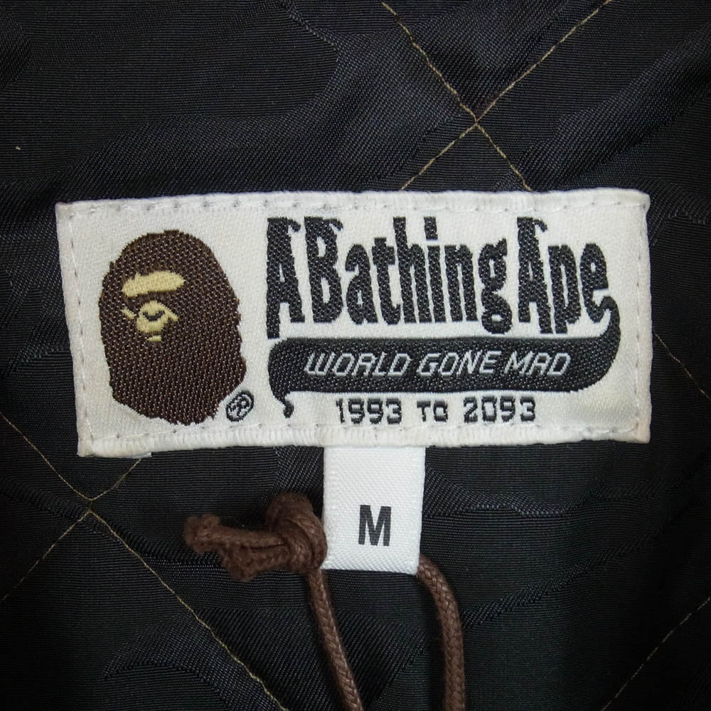 A BATHING APE アベイシングエイプ 23AW 001HJJ801059I LOGO CHECK PATTERN PADDED FLANNEL SHIRT JACKET ロゴ チェック フランネル シャツ ジャケット ライトブラウン系 M【極上美品】【中古】