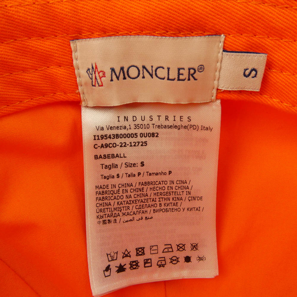 MONCLER モンクレール 23SS I19543B00005 Kids Logo Pattern Baseball Hat キッズ エンボス ロゴ ベースボール キャップ オレンジ系 S 50-52cm【中古】