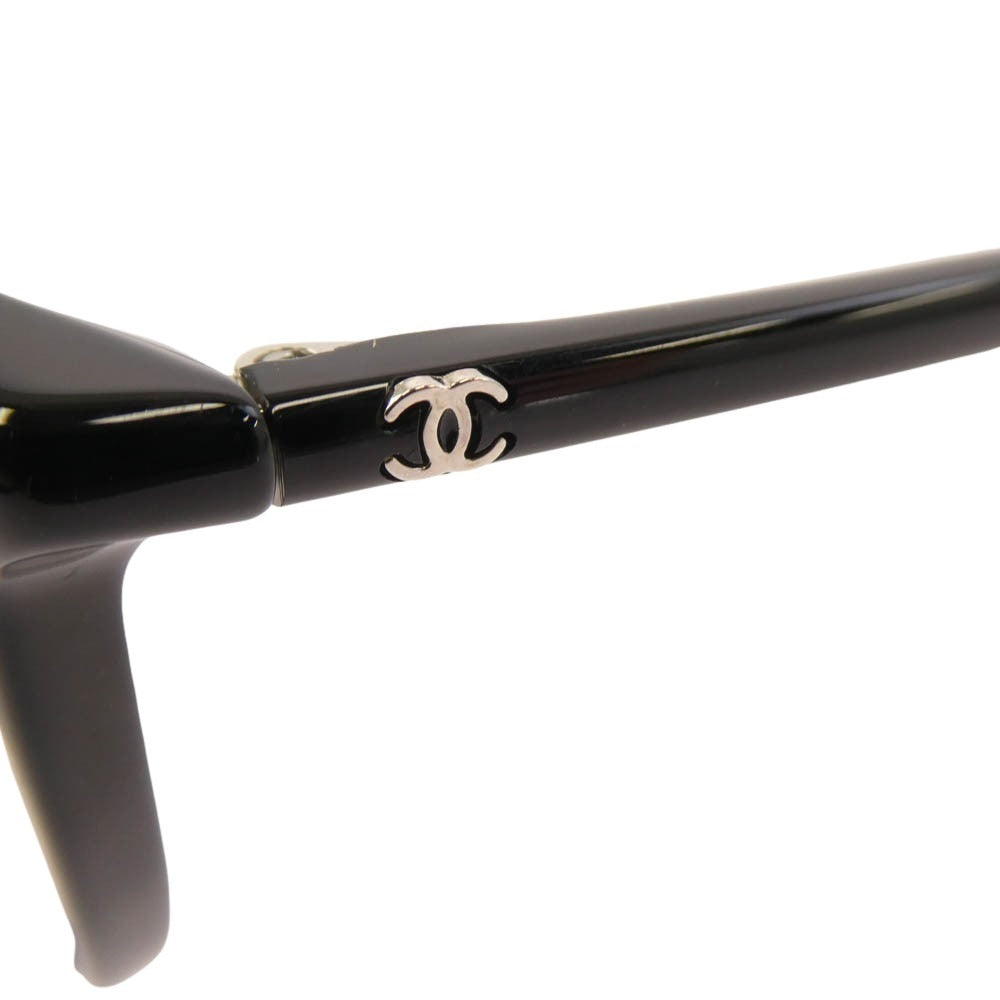 CHANEL シャネル 3281-A イタリア製 サイド ココマーク メガネ 伊達メガネ アイウェア 替えレンズ 純正ココマーク レザーケース付 ブラック系 54□17 140【中古】