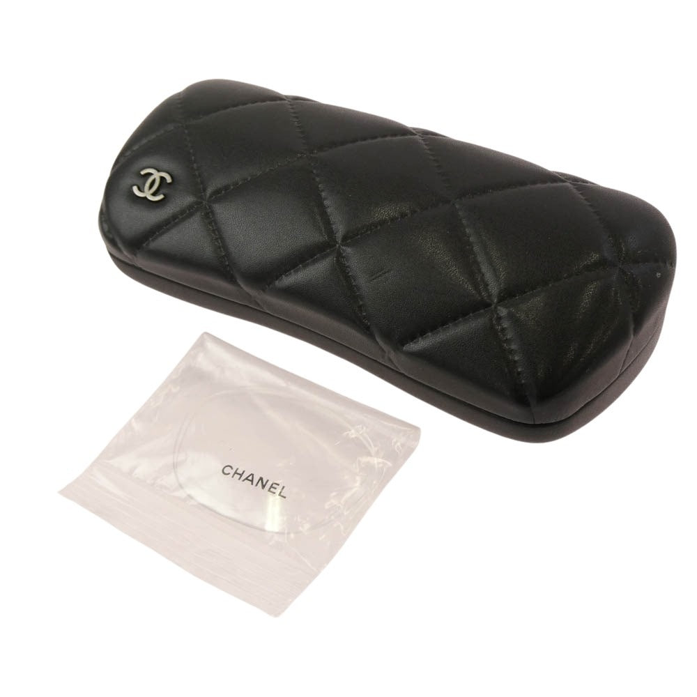 CHANEL シャネル 3281-A イタリア製 サイド ココマーク メガネ 伊達メガネ アイウェア 替えレンズ 純正ココマーク レザーケース付 ブラック系 54□17 140【中古】