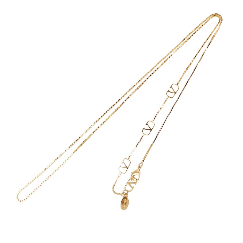 VALENTINO ヴァレンティノ イタリア製 ガラヴァーニ 4連 Vロゴ ゴールド ネックレス ゴールド系 表記なし【中古】