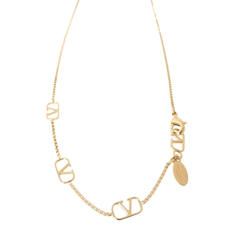 VALENTINO ヴァレンティノ イタリア製 ガラヴァーニ 4連 Vロゴ ゴールド ネックレス ゴールド系 表記なし【中古】