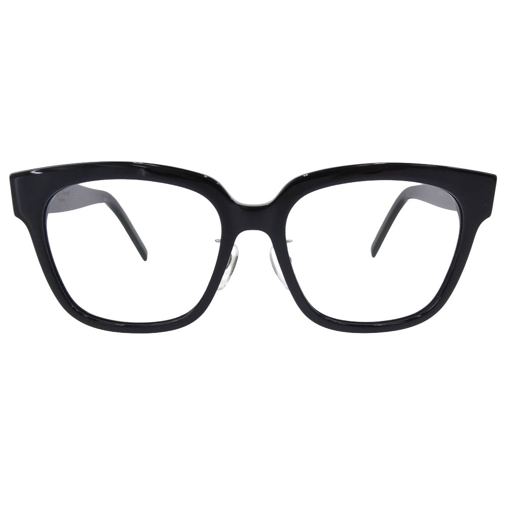 SAINT LAURENT サンローラン SL M40 002 イタリア製 ウェリントン サイド YSL ロゴ マーク メガネ 伊達メガネ アイウェア エンボス ロゴレザーケース付 ブラック系 54□18-140【中古】