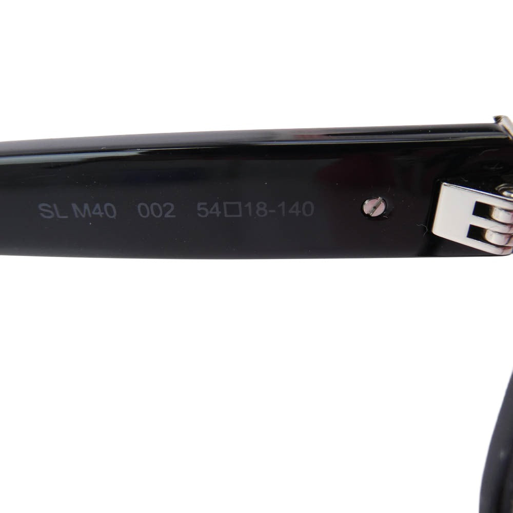SAINT LAURENT サンローラン SL M40 002 イタリア製 ウェリントン サイド YSL ロゴ マーク メガネ 伊達メガネ アイウェア エンボス ロゴレザーケース付 ブラック系 54□18-140【中古】