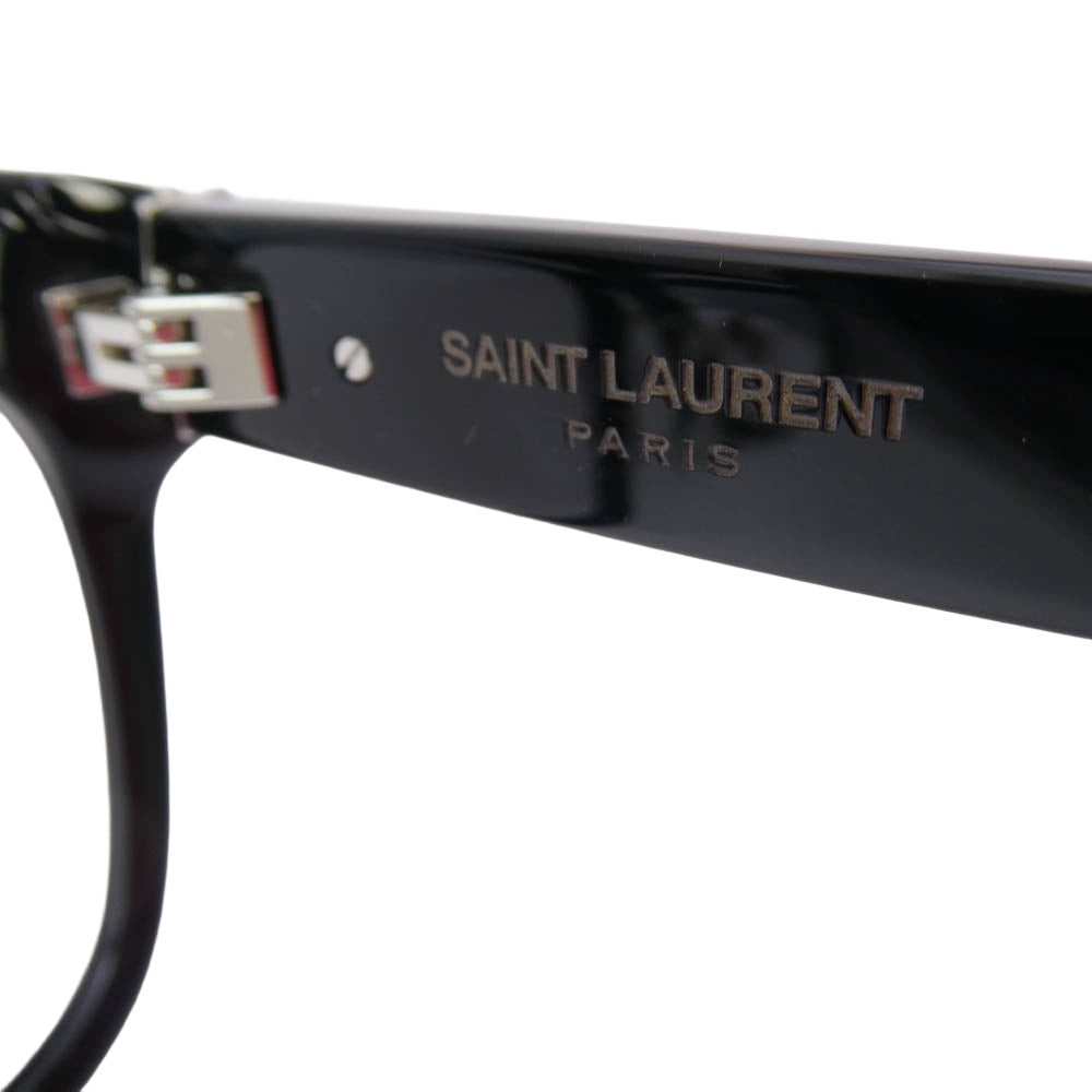 SAINT LAURENT サンローラン SL M40 002 イタリア製 ウェリントン サイド YSL ロゴ マーク メガネ 伊達メガネ アイウェア エンボス ロゴレザーケース付 ブラック系 54□18-140【中古】