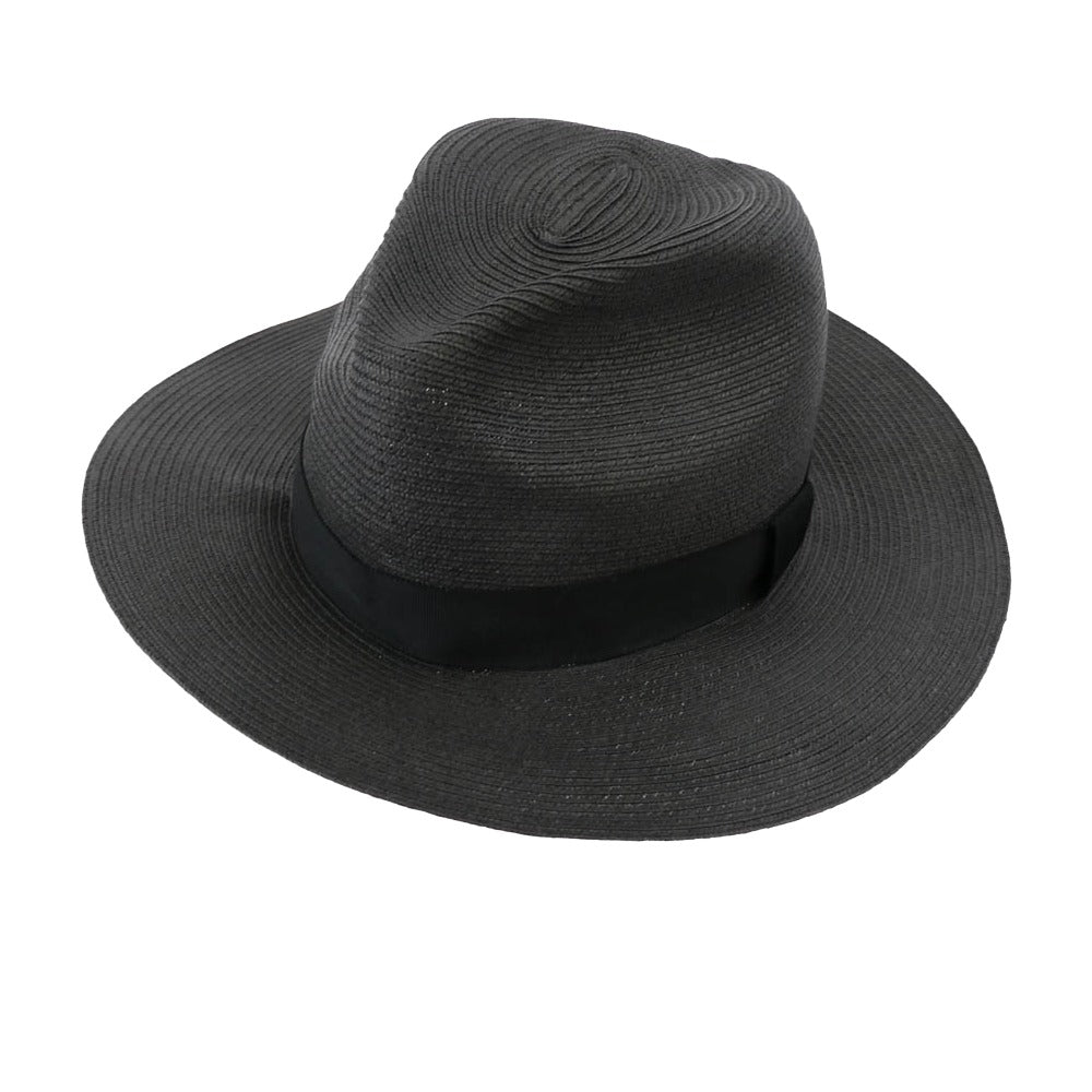 Yohji Yamamoto ヨウジヤマモト UH-H04-990 SYTE サイト Straw Paper Brim Hat ペーパー ストローハット 帽子 ブラック系【中古】