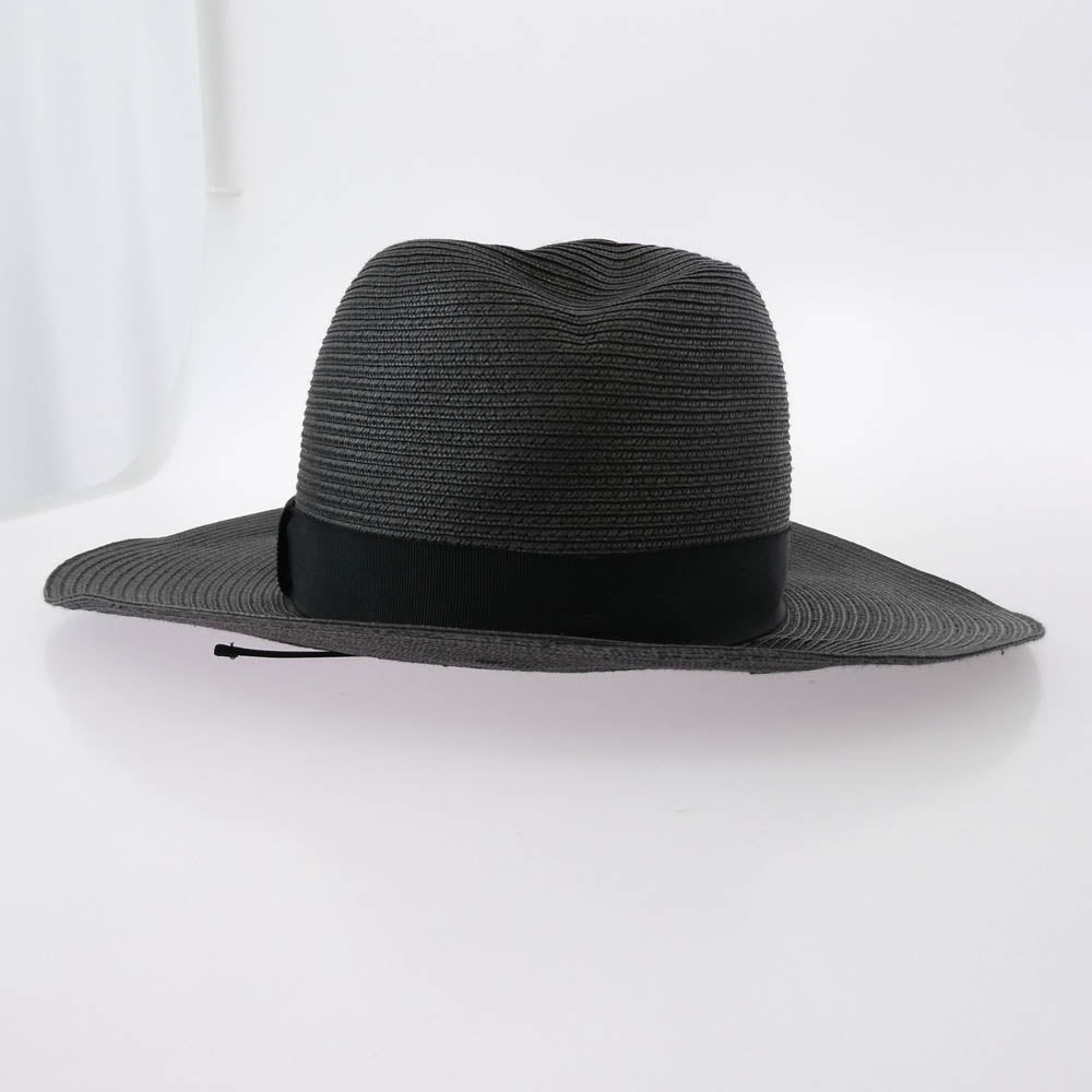 Yohji Yamamoto ヨウジヤマモト UH-H04-990 SYTE サイト Straw Paper Brim Hat ペーパー ストローハット 帽子 ブラック系【中古】