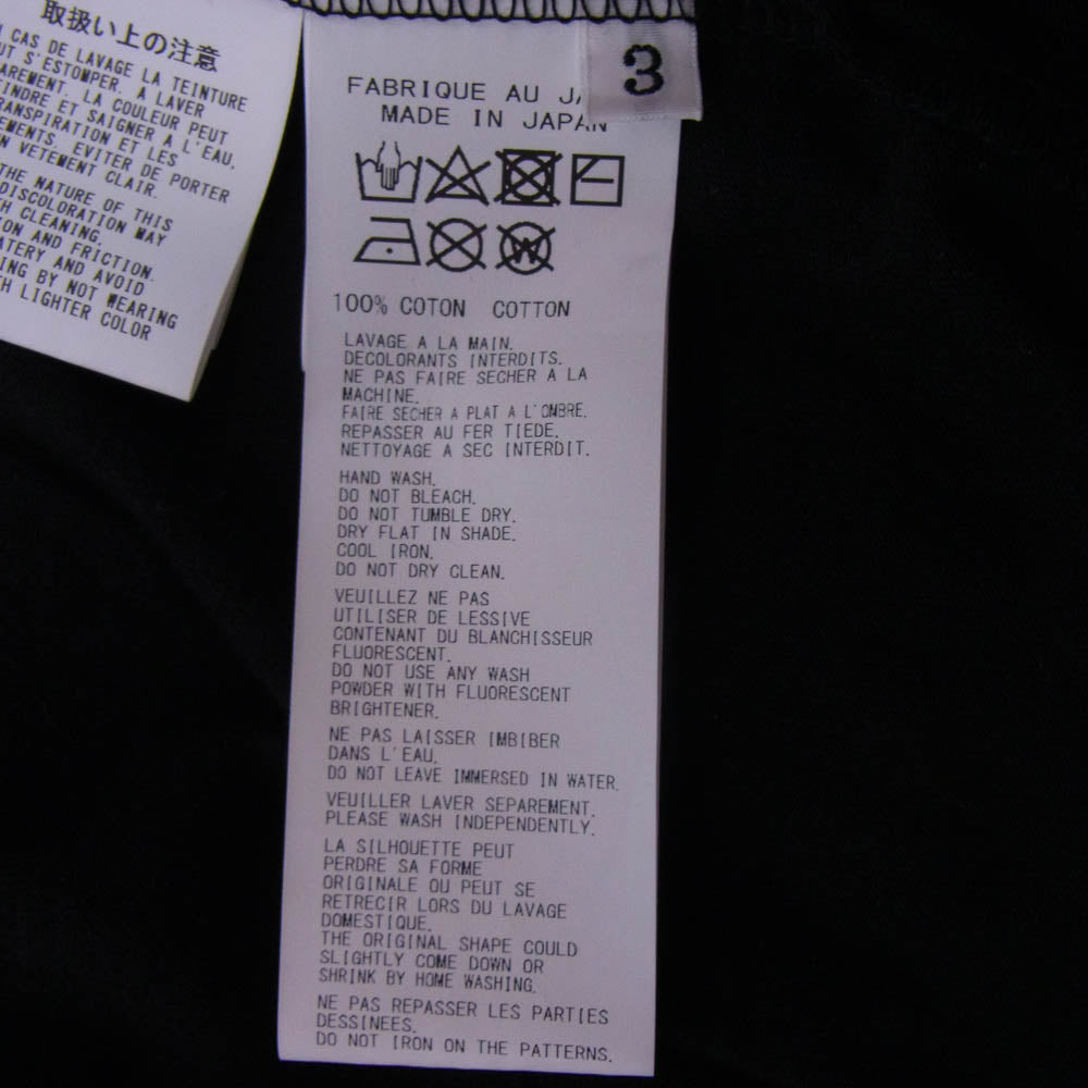 Yohji Yamamoto POUR HOMME ヨウジヤマモトプールオム 24SS HS-T97-988 COMBED SINGLE J PIGMENT PT PT SHORT SLEEVE コーマ天竺 顔料プリント 半袖 Tシャツ カットソー ブラック系 3【中古】