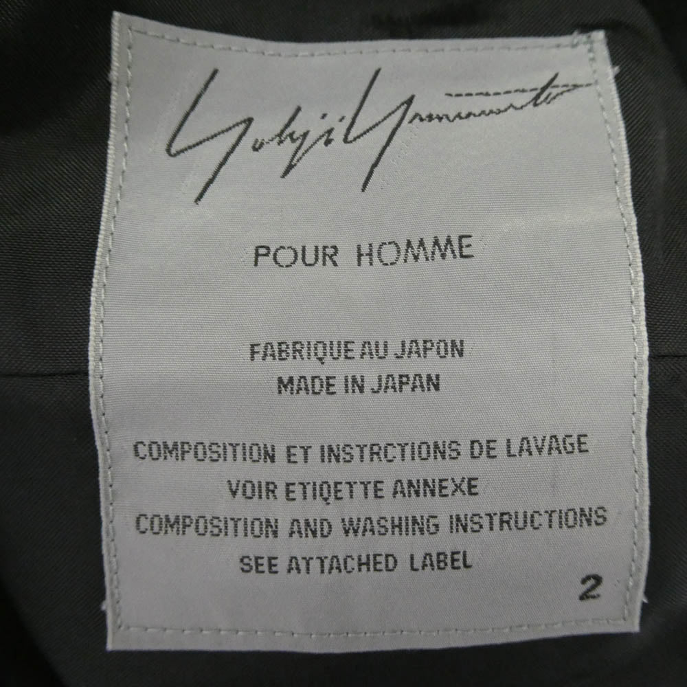 Yohji Yamamoto POUR HOMME ヨウジヤマモトプールオム 08AW HE-J61-004 ARCHIVE アーカイブ ブレザードッキング ピークドラペル ロング チェスターコート ブラック系 2【中古】