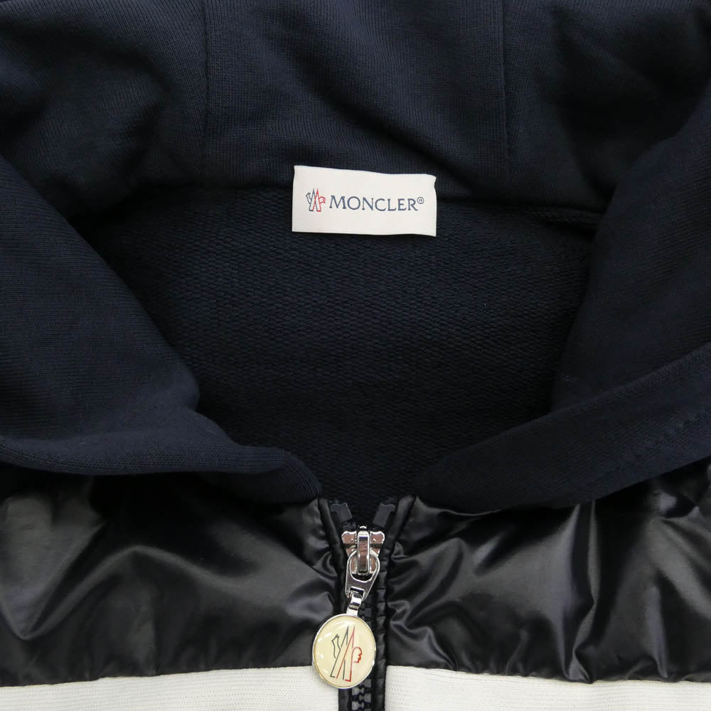 MONCLER モンクレール i20918g00059 809kz FELPA APERTA CON CAP スウェット切替ダウン ジャケット ネイビー系 L【美品】【中古】