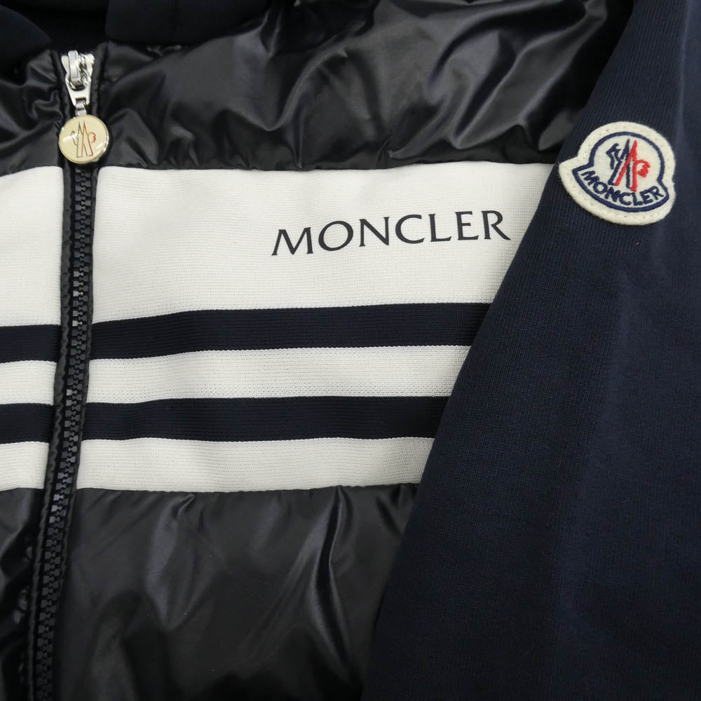 MONCLER モンクレール i20918g00059 809kz FELPA APERTA CON CAP スウェット切替ダウン ジャケット ネイビー系 L【美品】【中古】
