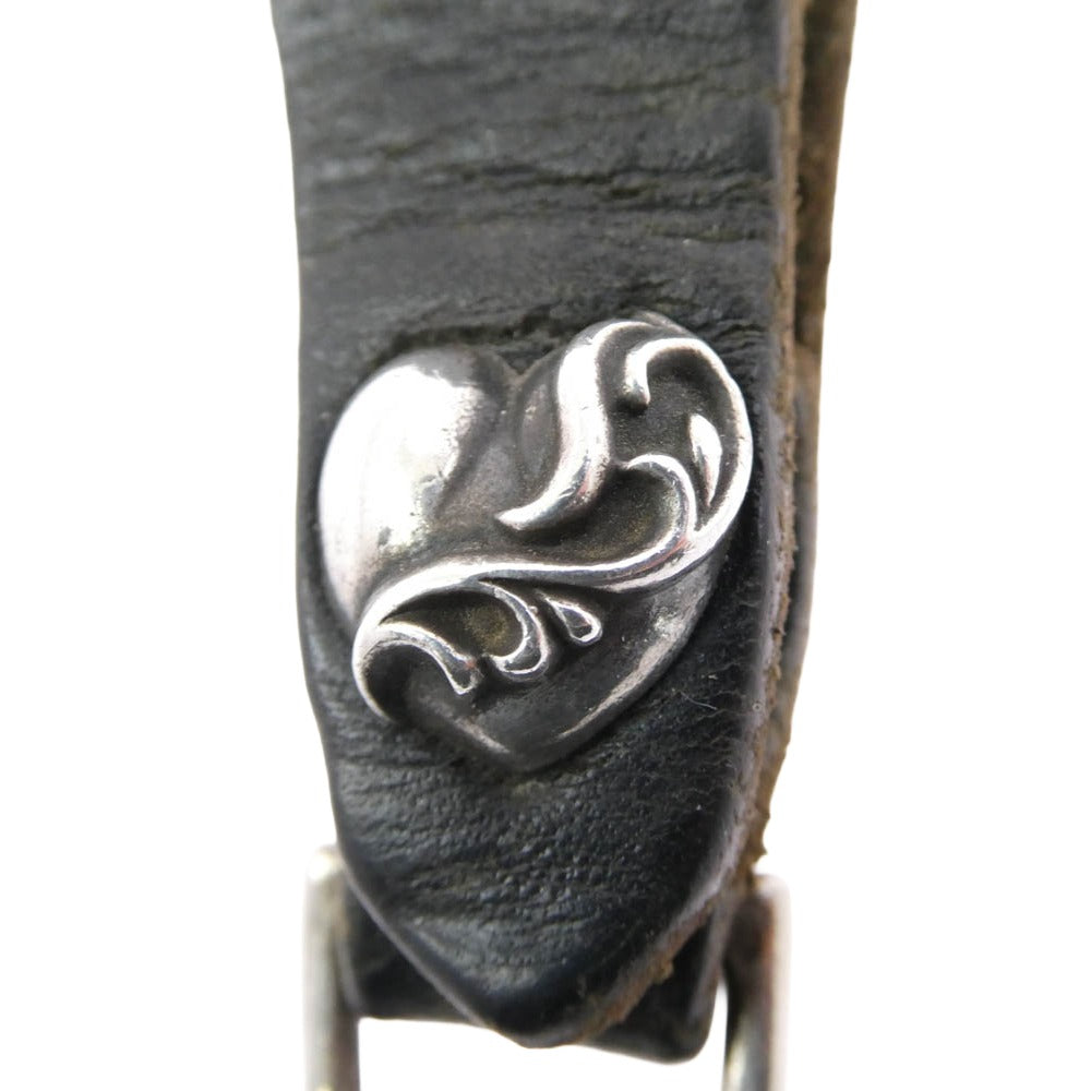 CHROME HEARTS クロムハーツ（原本無） BELT LOOP ハートボタン レザー ベルトループ ブラック系 シルバー系【中古】