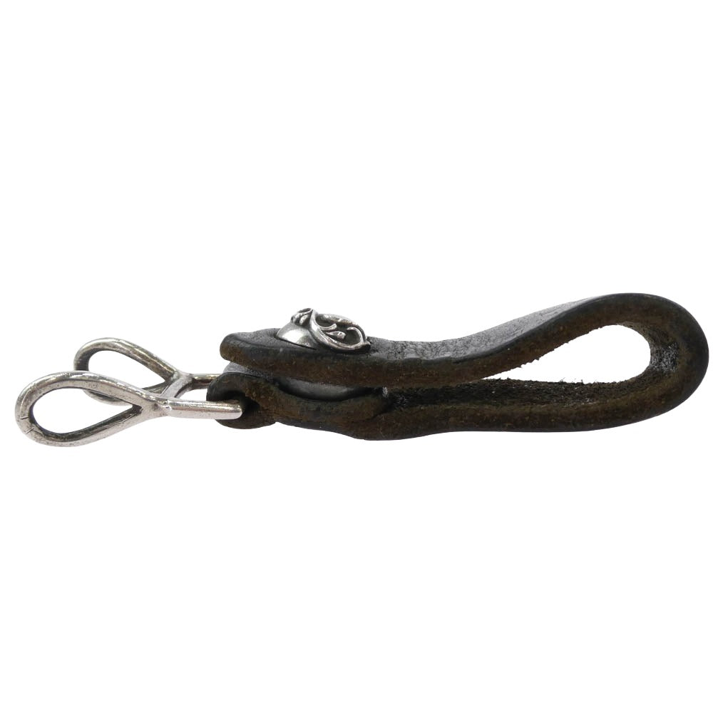 CHROME HEARTS クロムハーツ（原本無） BELT LOOP ハートボタン レザー ベルトループ ブラック系 シルバー系【中古】