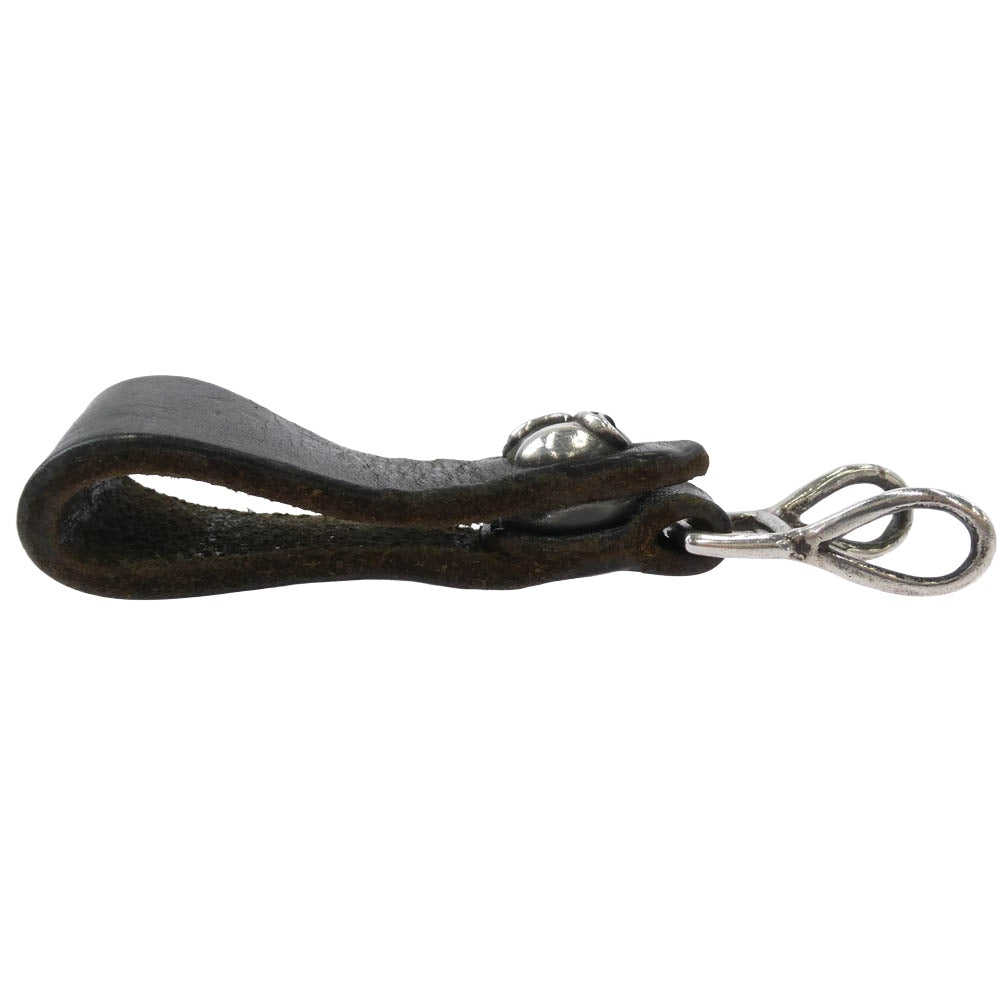 CHROME HEARTS クロムハーツ（原本無） BELT LOOP ハートボタン レザー ベルトループ ブラック系 シルバー系【中古】