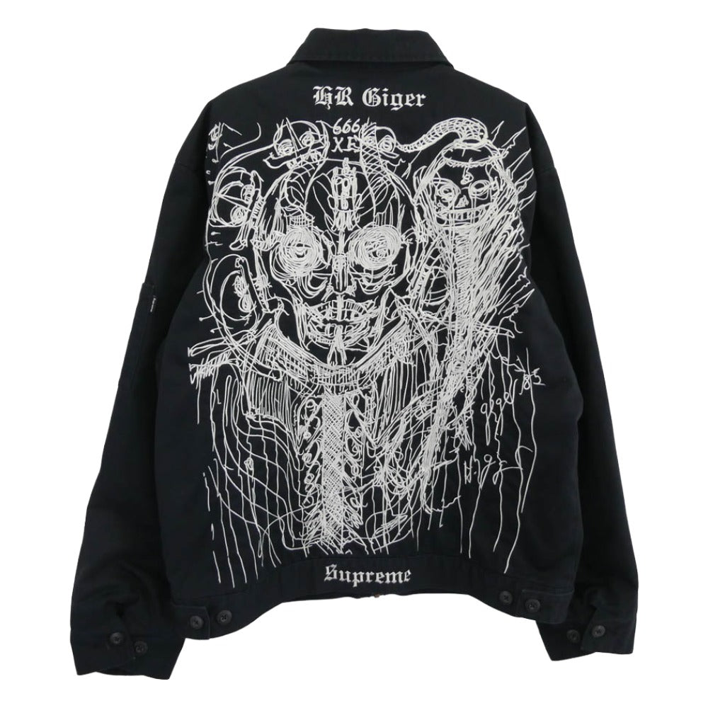 Supreme シュプリーム 23AW H.R. Giger Embroidered Work Jacket バック刺繍 エンブロイダリー ジップアップ ワークジャケット ブラック系 S【中古】