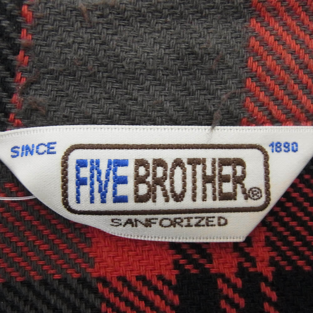 FIVE BROTHER ファイブブラザー 152060 チェック 長袖 ヘビーネルシャツ レッド系 XL【中古】