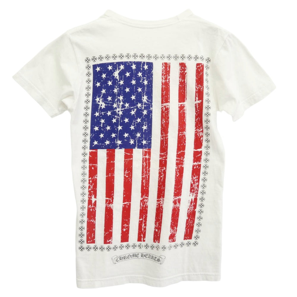 CHROME HEARTS クロムハーツ（原本無） American Flag Tee アメリカンフラッグ 星条旗 半袖 Tシャツ ホワイト系 S【中古】