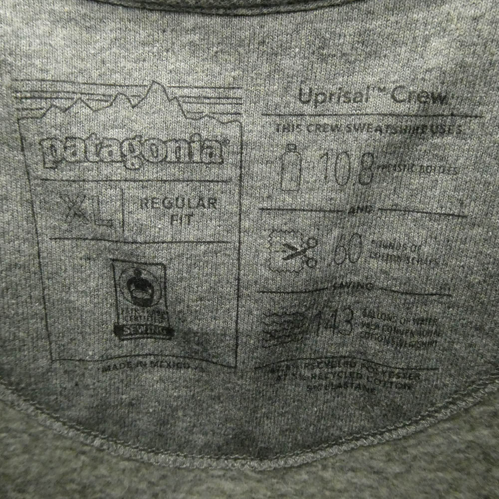 patagonia パタゴニア 20AW 39543 P-6 LABEL UPRISAL CREW SWEATSHIRT ロゴ クルーネック スウェット トレーナー グレー系 XL【中古】