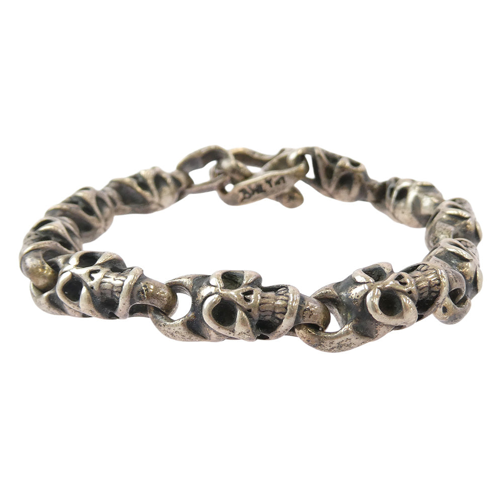 BILL WALL LEATHER ビルウォールレザー 10スカルリンク Cクロス Tバー ブレスレット シルバー系【中古】