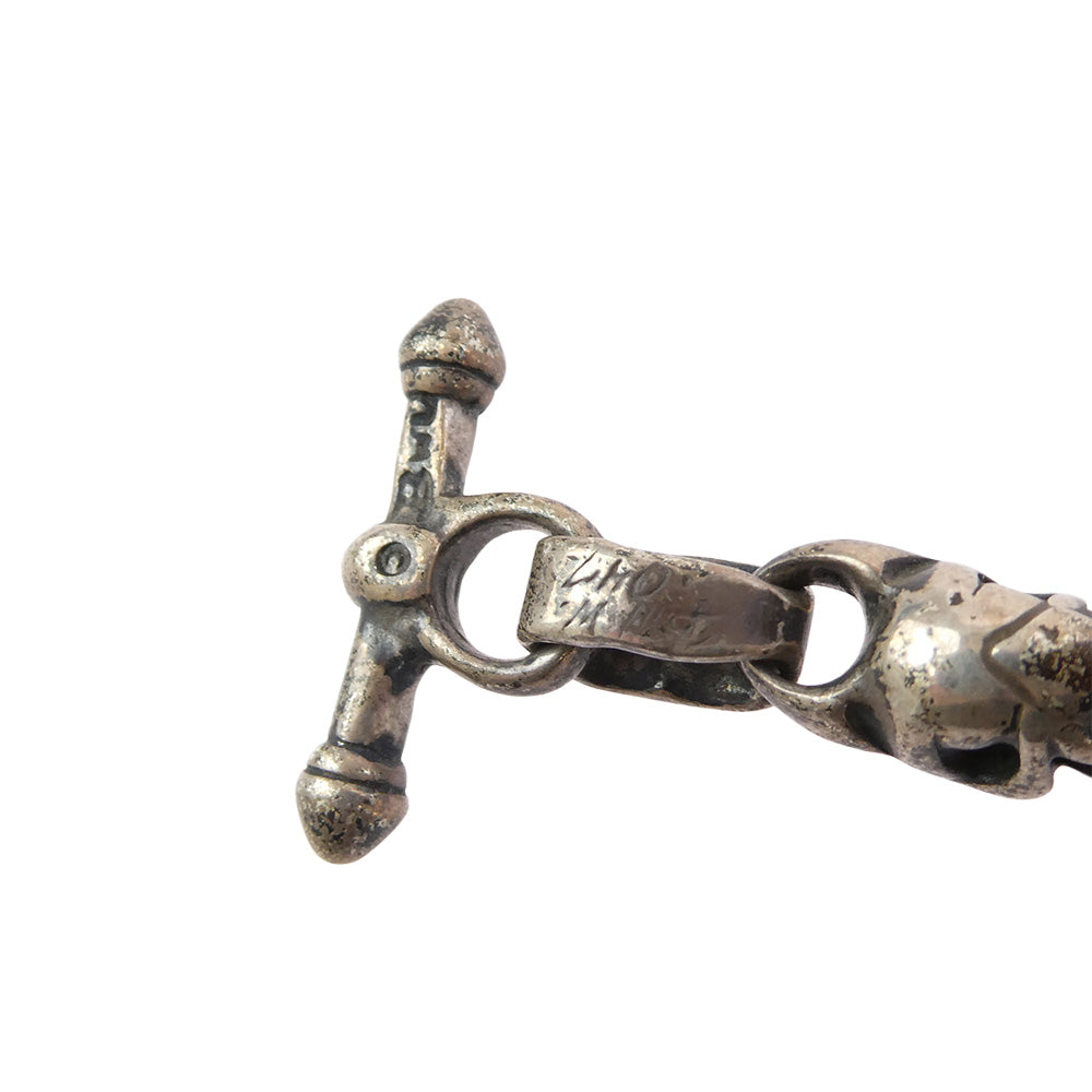 BILL WALL LEATHER ビルウォールレザー 10スカルリンク Cクロス Tバー ブレスレット シルバー系【中古】