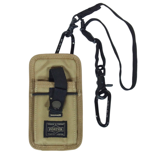 PORTER ポーター HEAT ヒート カラビナ ストラップ付き ポーチ ブラウン系【中古】