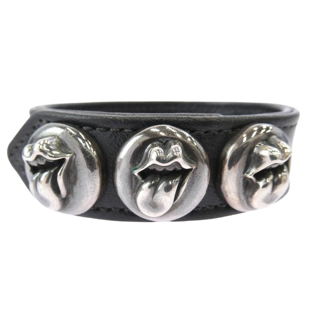 CHROME HEARTS クロムハーツ（原本無） 3BTN 2SNP リップアンドタン 3ボタン2スナップ レザー ブレスレット ブラック系 表記なし【中古】