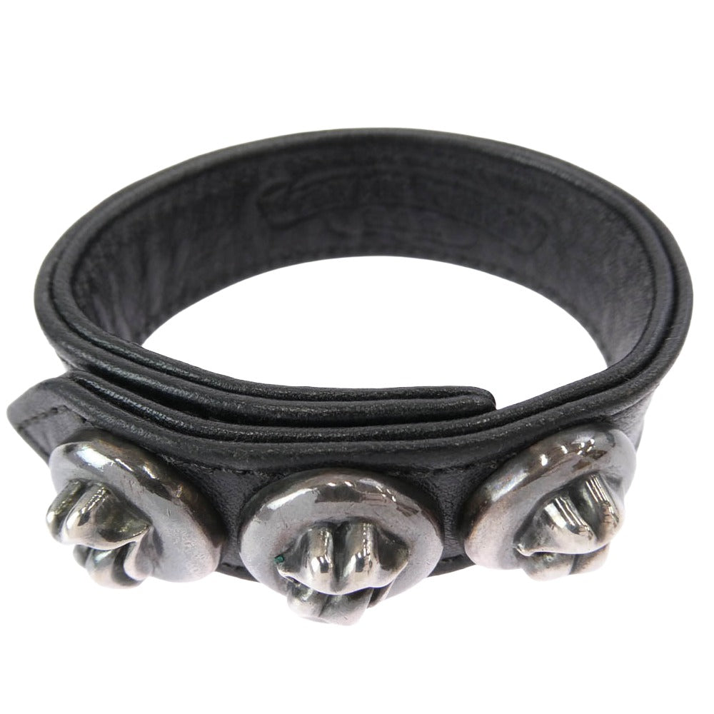 CHROME HEARTS クロムハーツ（原本無） 3BTN 2SNP リップアンドタン 3ボタン2スナップ レザー ブレスレット ブラック系 表記なし【中古】