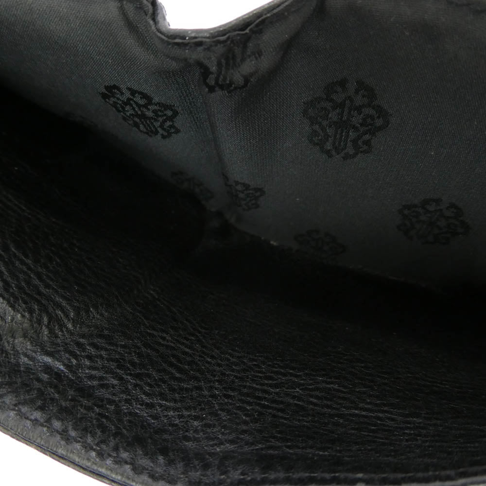 CHROME HEARTS クロムハーツ（原本無） SQ BTN BILL スクエアボタンビル ダガージップ レザー コンパクト ウォレット ブラック系 表記なし【中古】
