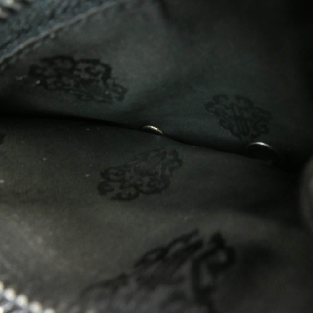 CHROME HEARTS クロムハーツ（原本無） SQ BTN BILL スクエアボタンビル ダガージップ レザー コンパクト ウォレット ブラック系 表記なし【中古】