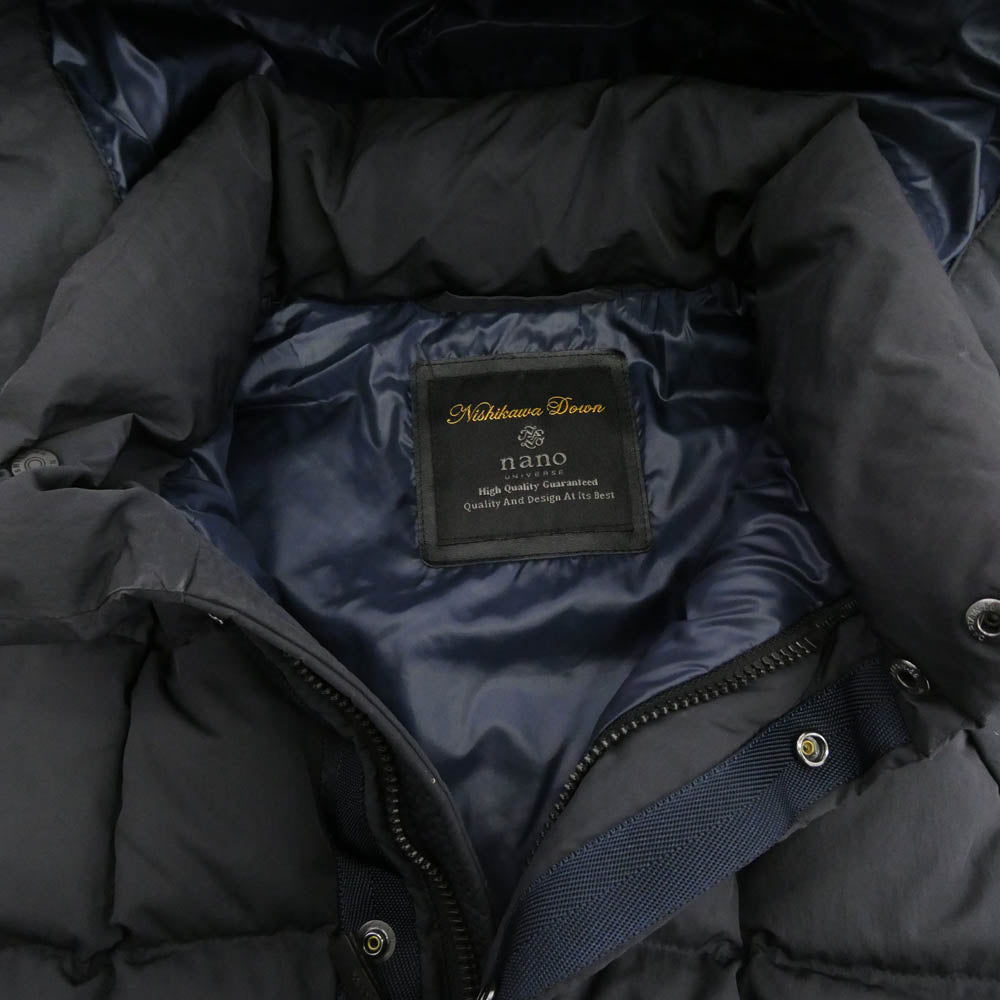 nano universe ナノユニバース NUC82DWW007TS 西川ダウン 着脱可能フード付き ダウンベスト グレー系 S【中古】
