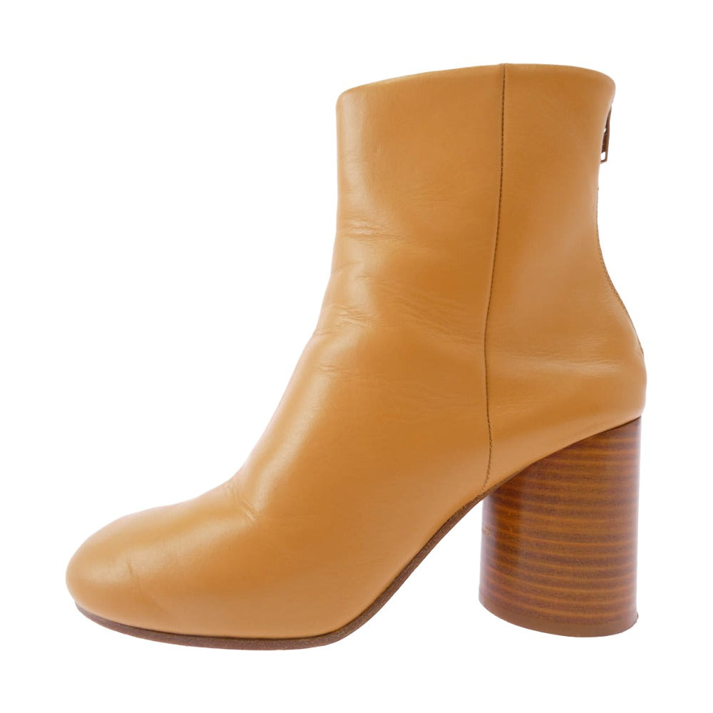 MAISON MARGIELA メゾンマルジェラ 16AW S38WU0323 22ライン バックジップ アンクル レザー ヒール ブーツ ライトブラウン系 37.5【中古】