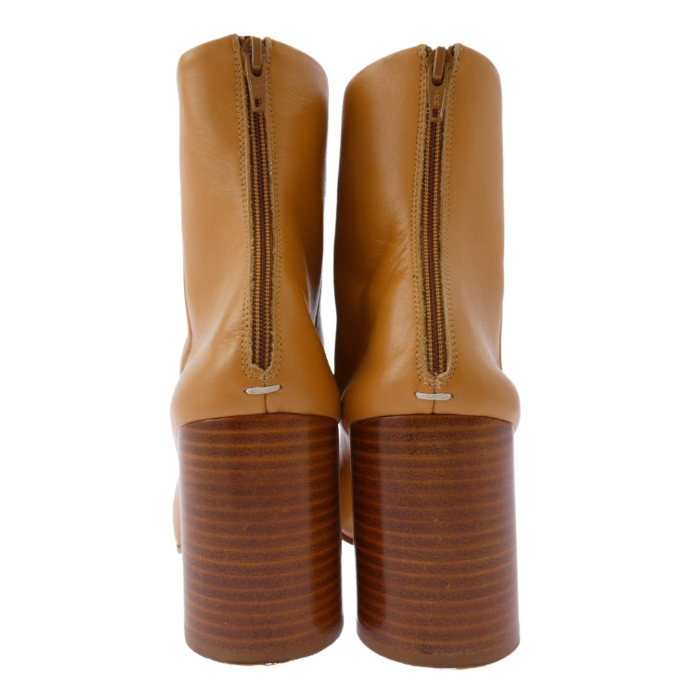 MAISON MARGIELA メゾンマルジェラ 16AW S38WU0323 22ライン バックジップ アンクル レザー ヒール ブーツ ライトブラウン系 37.5【中古】